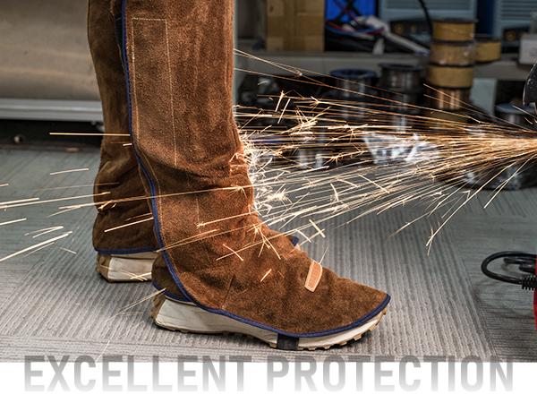 YESWELDER Leather Welding Spats - Heat Resistant Shoe & Leg Covers, Abrasion Protection | Work Safety Gaiters for Welders