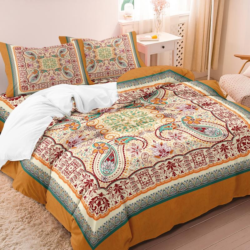 Mandala Floral Pattern Decorative Duvet Cover Set, 3 Counts/set Including 1 Duvet Cover & 2 Pillowcase without Filler, Soft Comfortable for Home Bedroom