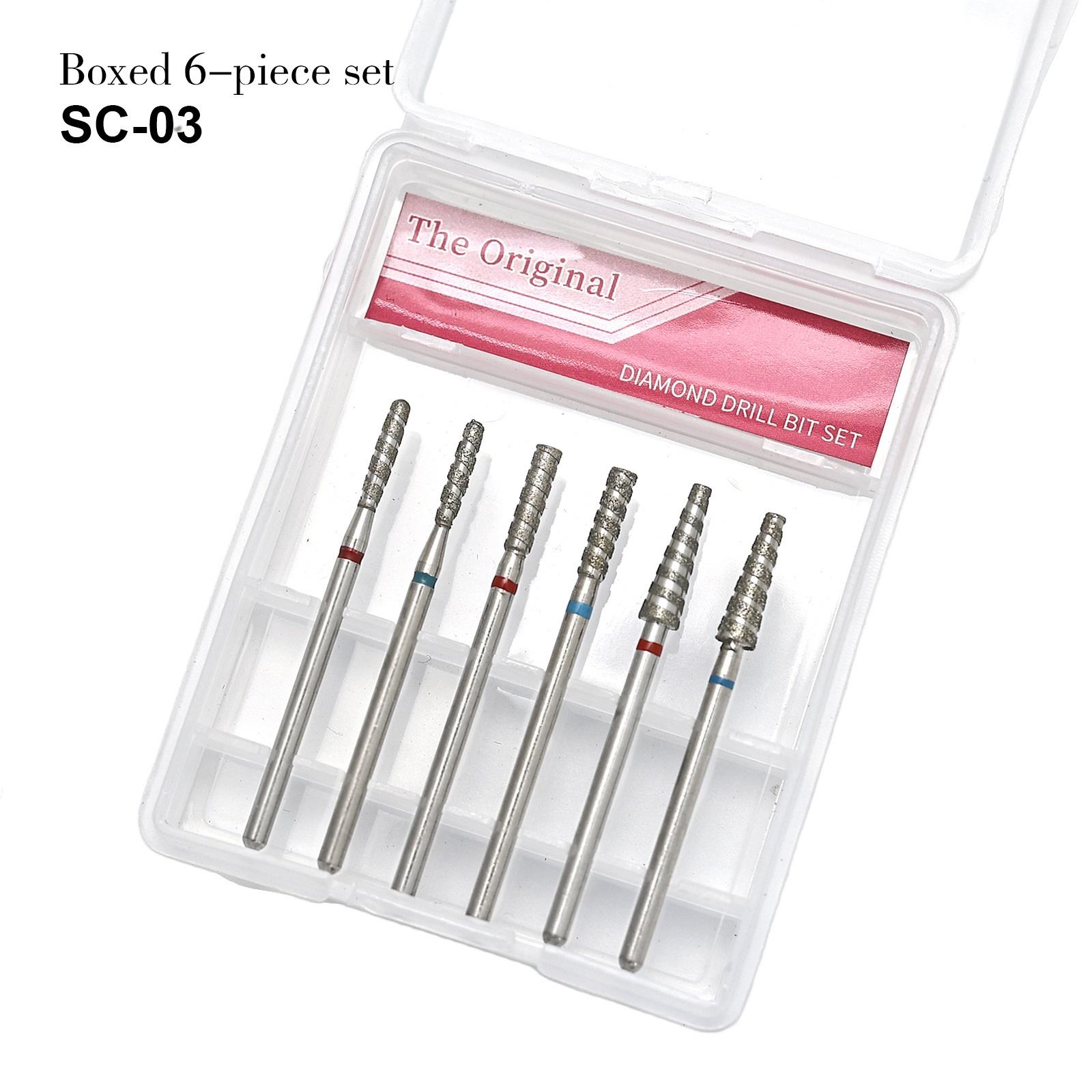 6Pcs/set Nail Drill Bits Set Nail Bits For Nail Drill Professional Diamond Drill Bit Set Electric Cuticle Rotary Manicure Nail Drill Bits Pedicure Grinding Head Sander Tools For Acrylic Gel Nails Home Salon Diy Manicure