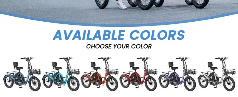 MOONCOOL Electric Tricycle for Adults, 750W 48V 20" Folding Electric Trike , 3 Wheels Electric Bicycle Peak Power 1500W, Aluminum Frame Electric Tricycle with Large Basket and Removable Battery