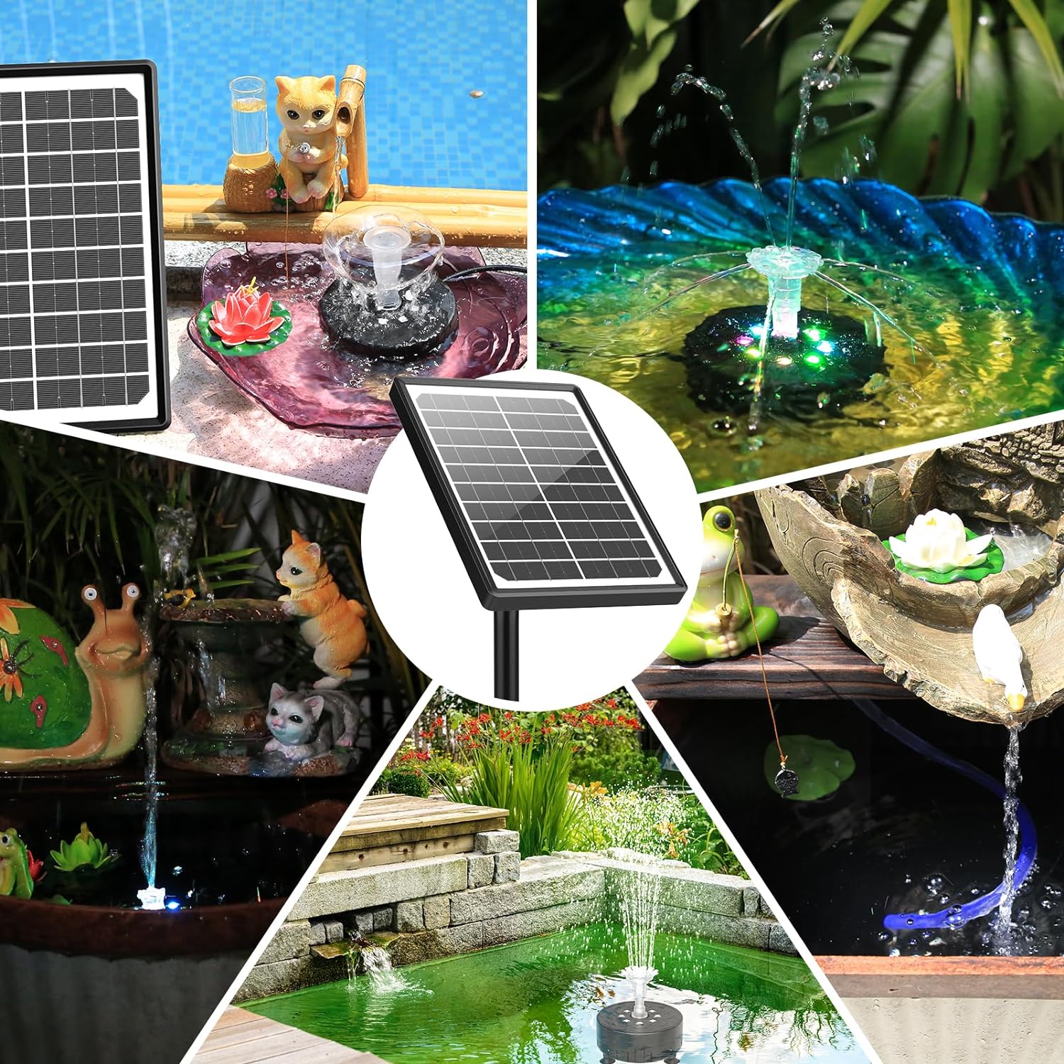 AISITIN 10W Rechargeable Solar Fountain Pump with Remote Control, LED Colorful Lights & 4400mAh Battery - Craft Exquisite Water Features for Bird Bath, Pond, Fish Tank, Garden Delight AISITIN 10W Rechargeable Solar Fountain Pump with Remote Control, LED Colorful Lights & 4400mAh Battery - Craft Exquisite Water Features for Bird Bath, Pond, Fish Tank, Garden Delight