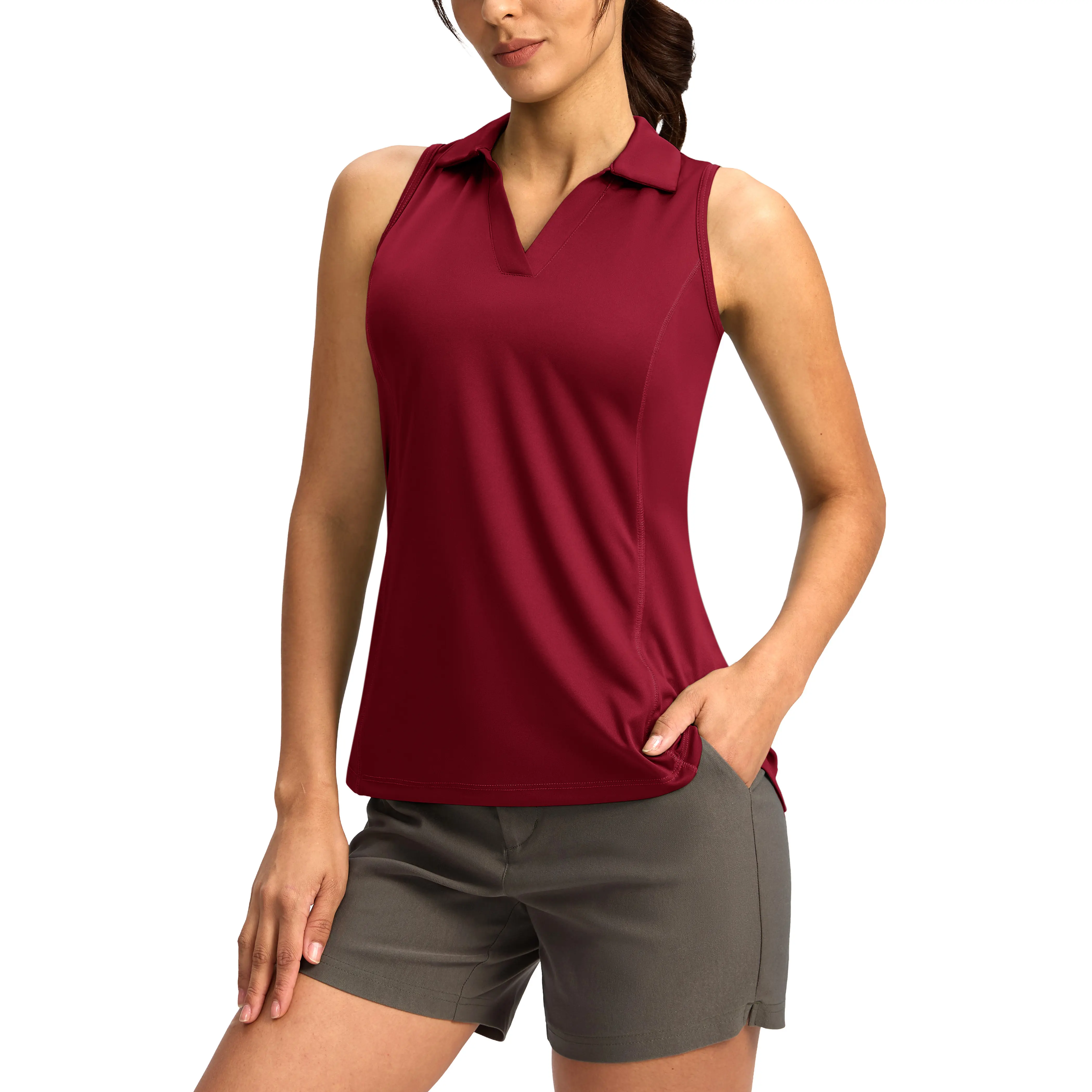 [Clearance] G Gradual Women's Sleeveless Golf Shirt Lightweight V Neck Athletic Tops with Collar Quick Dry Sun Protection Tennis Polo Shirts for Women