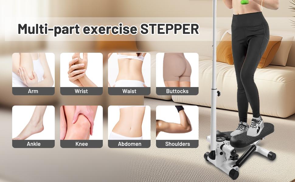 Mini Stepper with Resistance Bands,Steppers for Exercise at Home, Stepper with Handlebar and Phone Stand, Adjustable Height Stair Stepper 330 lb Capacity, Fitness Stepper with LCD Monitor,stepper exercise,exercise equipment,fathersdaygifts step machine
