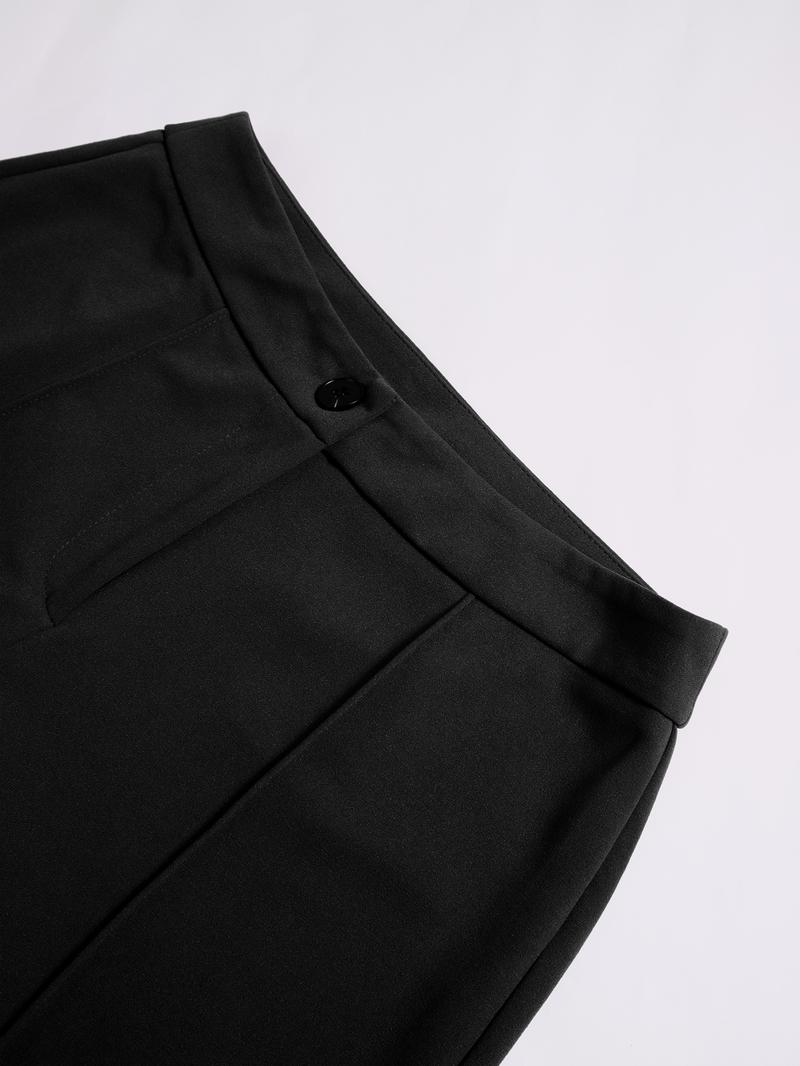 Women's Plain High Waist Straight Leg Pants, Casual Comfy Zipper Button Trousers for Daily Wear, Ladies Bottoms for All Seasons, Casual Minimalist Trousers