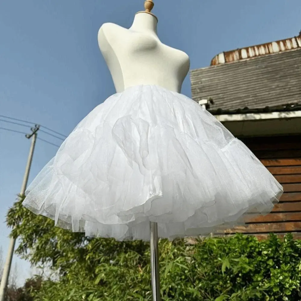 Boneless Design Lolita Petticoat 30/35/40/45cm Elastic Waist Crinoline Underskirt Soft Mesh White Color Tutu Puffy Skirt