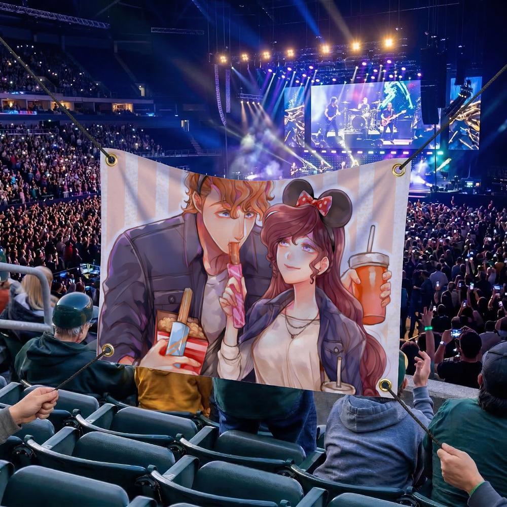 H-Hercules CARTOON Flags Multi Size Atmosphere Flag, Cheerleading Hand Pulled Banner, Portable Outdoor Event Flag & Wall Decor for Sports, Parties, Home and Room Decoration