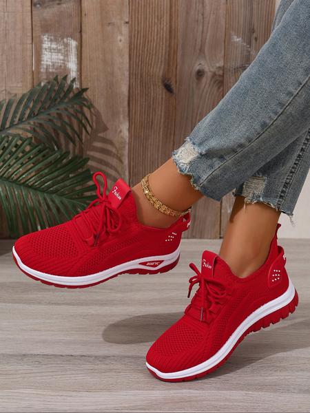 Women's Breathable Casual Sneakers, Lightweight Comfort Travel Running Shoes, Low Top Big Size Lace-Up Sports Shoes