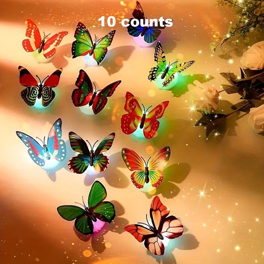 Random Color 3D Butterfly Lamp, 5/10/20 Counts Cute Simulation Butterfly, Romantic Wall Decoration For Home Room Layout Table Wall Decor for christmas gift