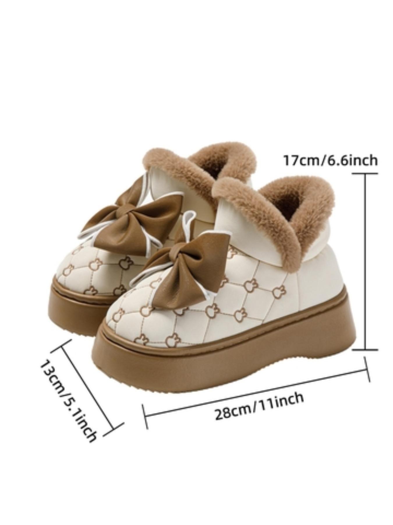Women's Cute Bowknot Design Plush Slippers, 2024 New Style Casual Soft Comfortable Home Slippers, Warm Slippers for Indoor & Outdoor Use for Fall & Winter, House Slippers