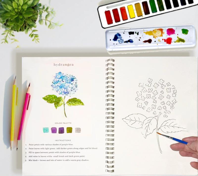 Watercolor Paint Set, Watercolor Coloring Book,9 Flowers Pattern, Including 12 Colors Watercolor Paint with Brush, Art Crafts Painting Supplies, Anxiety Relief, DIY Painting Supplies for Home Decor, Art Supplies for Adults & Teens, Watercolor Palette Set
