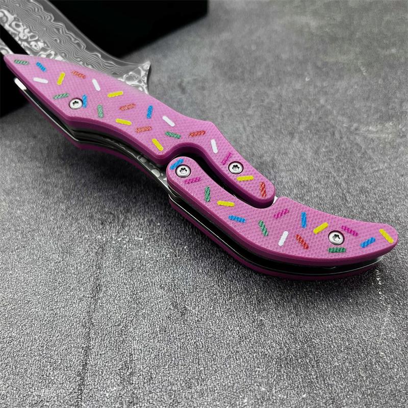 High Craftsmanship Special Folding Knife, Damascus Steel Blade, G10 Handle, Outdoor Multi-Functional Wear-Resistant Tool, Folding Multitool