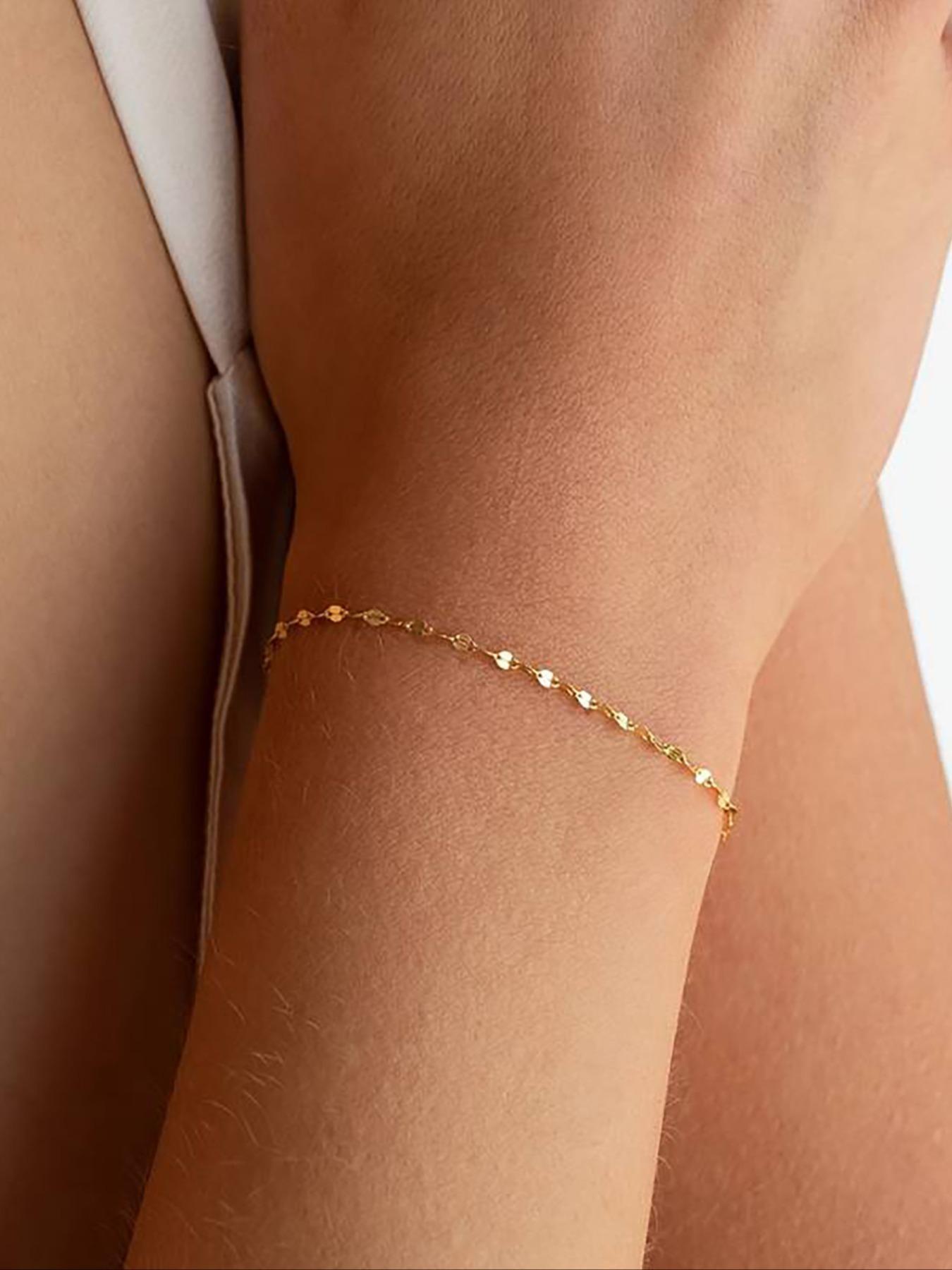 Metallic Sequined Chain Bracelet, Simple Daily Jewelry for Women, Elegant Accessory for Everyday Wear, Perfect Gift Idea
