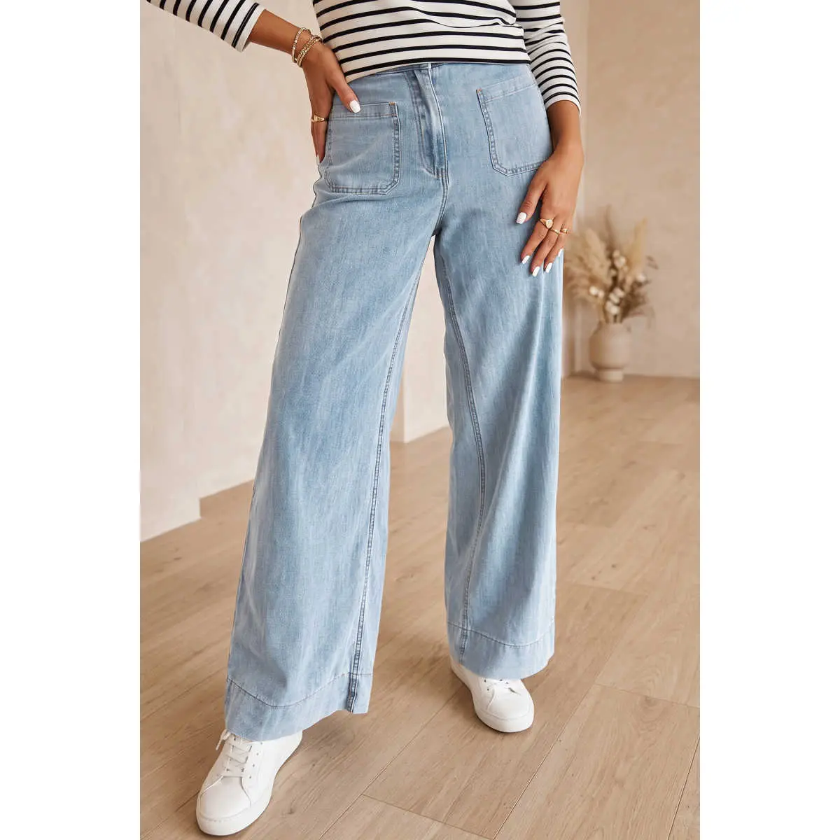 Beau Blue Solid Full-Length Regular Pocket Detail Wholesale Denim Jeans