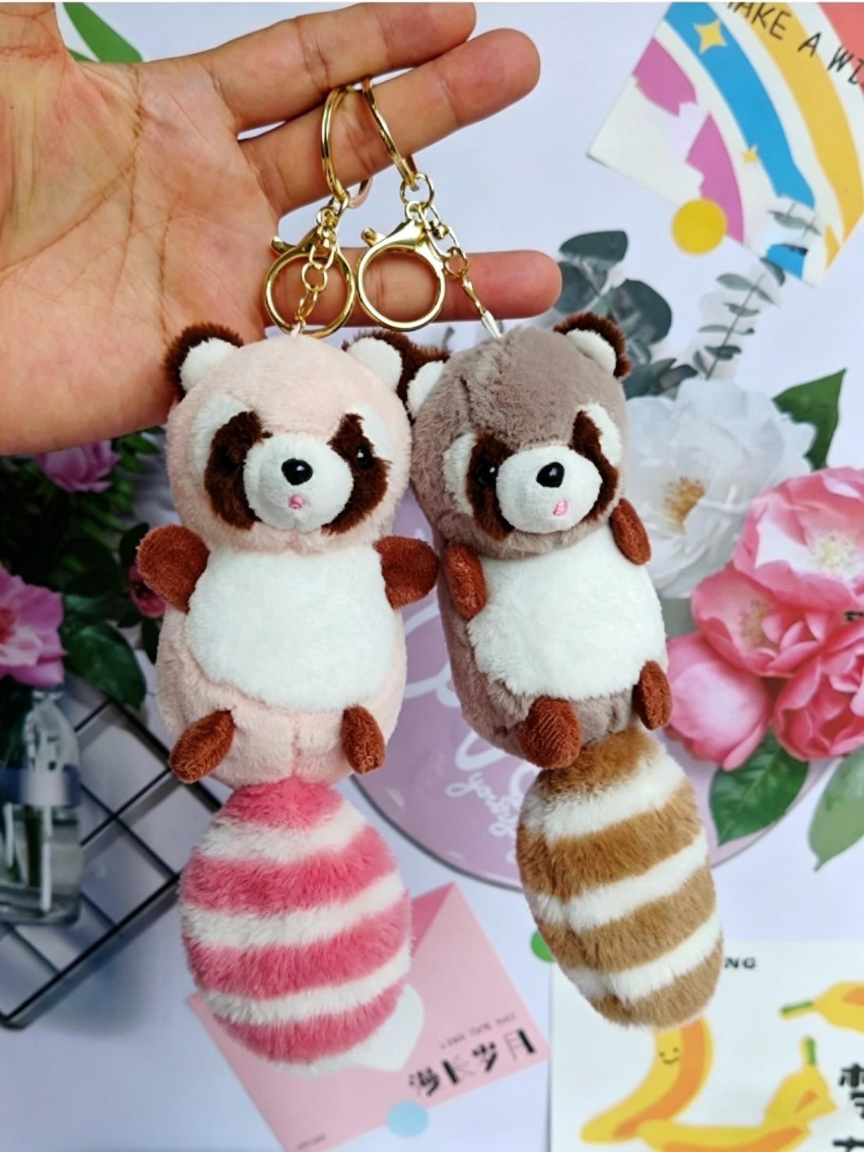Cute Long-Tailed Raccoon Plush Toy, Wholesale Couple Student Bag Charm, Gumball Machine Small Gift, Adorable Stuffed Animal