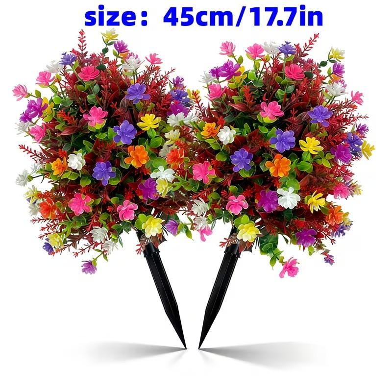 Summer Artificial Colorful Camellia Bouquet with Stake, Outdoor Festival Decor, Garden and Lawn Placement, Spring/summer, Outdoor Fake Flowers