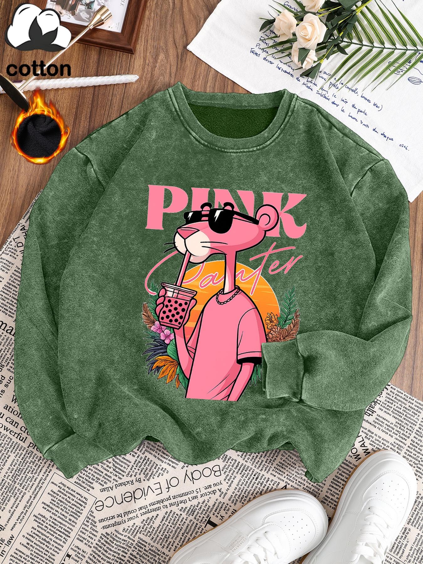 Women's Casual Vintage Wash Cotton Fitted Pullover Sweatshirt, Round Neck Long Sleeve Fleece Lined Hoodie for Fall Winter Fashion