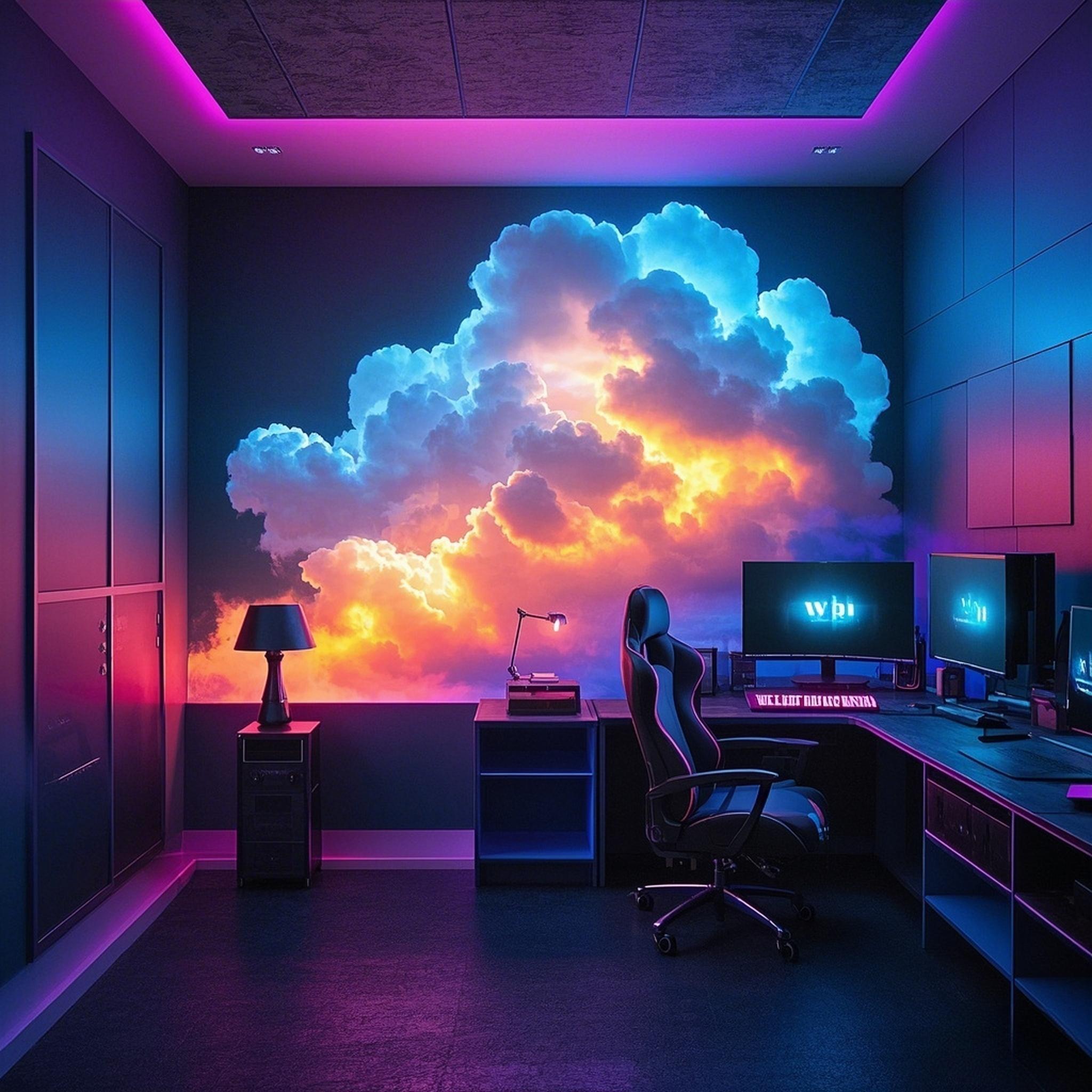 Thunder Cloud LED Light,Lightning Cloud Colorful Atmosphere Night Light,DlY Creative Cloud Lights Gaming Room Garage Club Bar dj Party Light, Light Decor- Light string length 26.25 feet (314.96inches)