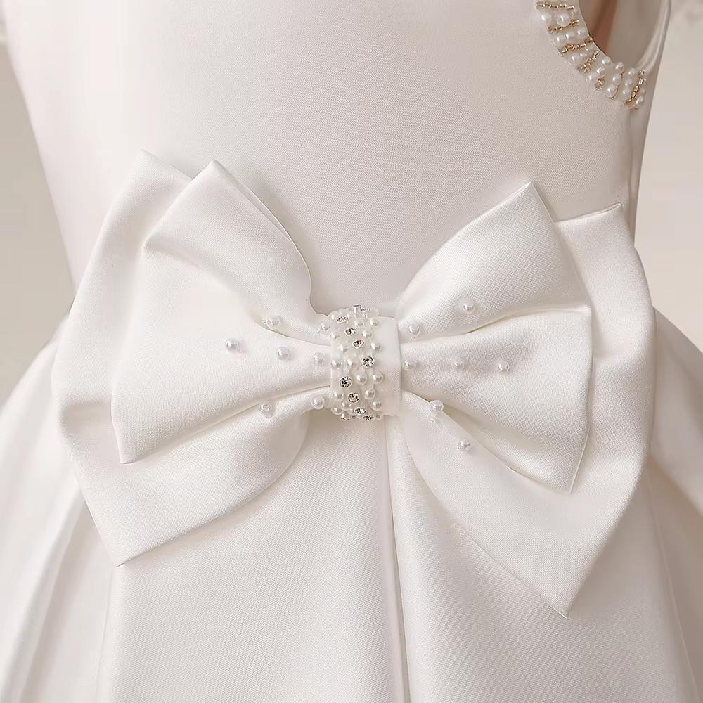 Luxury Princess Flower Girl Dress Cute Bow Summer Girls 2 Year Old Little Girls Formal Wedding Dresses Elegant Girl Party dress Baby Clothes Toddler frock First Birthday Gown