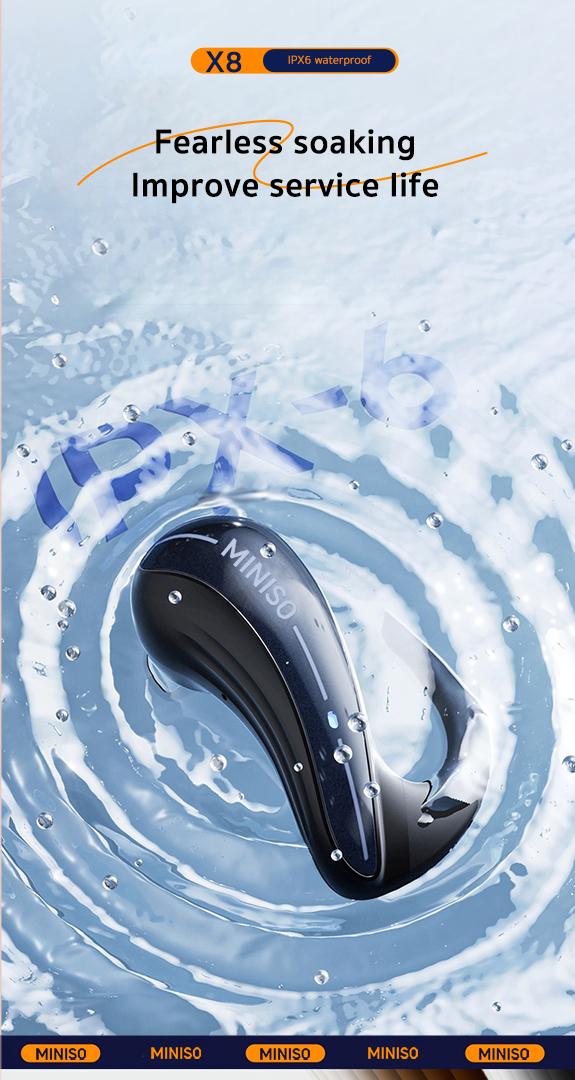 Miniso X8 True Wireless Open Ear Headphones Bluetooth 5.4 Over Ear Headphones for Running,Working Audio Earbuds Electronic