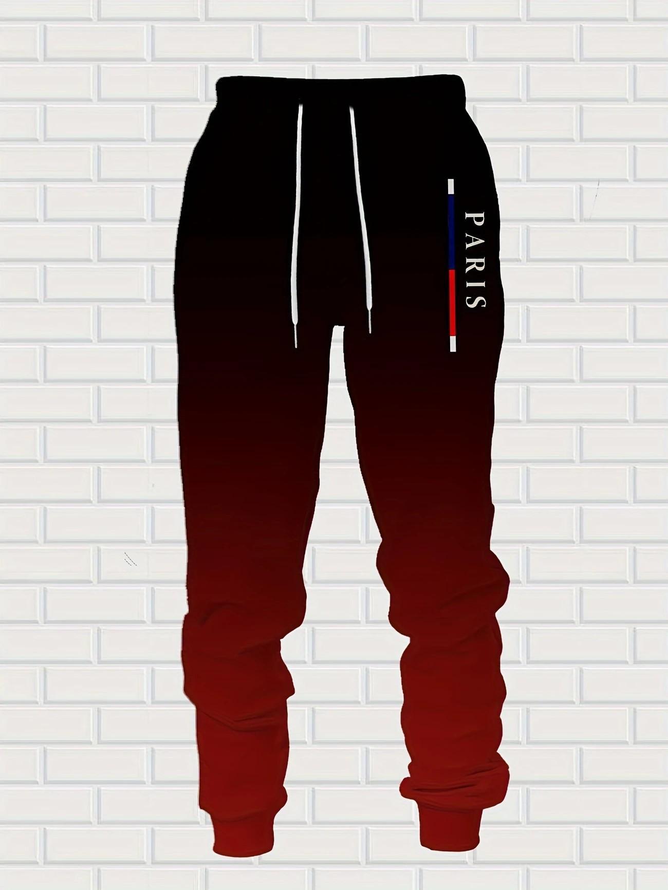 Autumn and Winter Black and Red Gradual Color Change 2026 Hot Selling Men's Street Fashion Hoodie Set