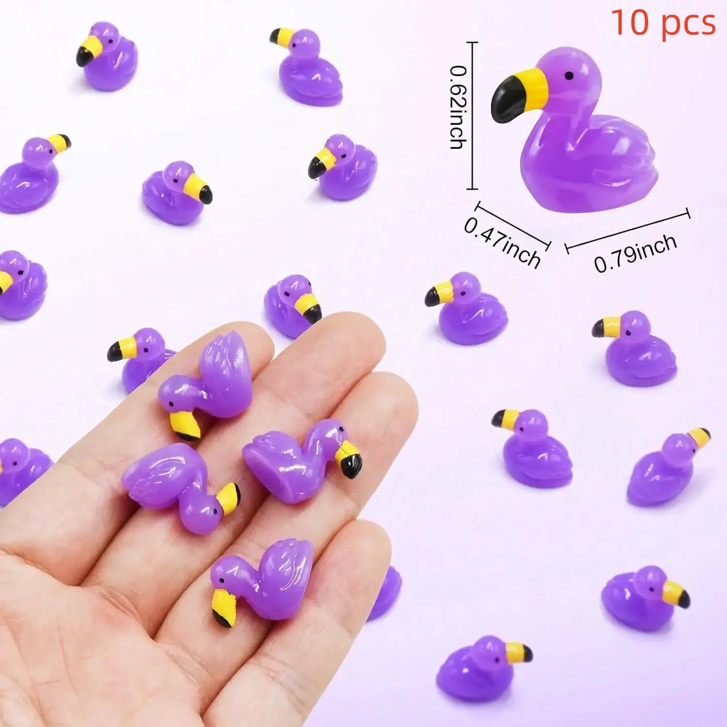 10/50/100 Pcs Mini Resin Flamingo Ducks, Flamingo Tiny Ducks, Cute Flamingo Figurines Ideal For Cake Topper Garden Dollhouse Landscape Aquarium Ornaments Decoration DIY Crafts