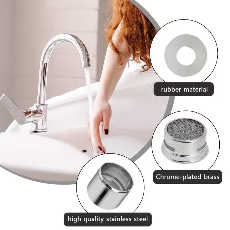 4pcs 22mm Aerator for Sink Insert Filter, Chrome Plated Bubbler with Seal, Ideal for Bathroom and Kitchen Faucets