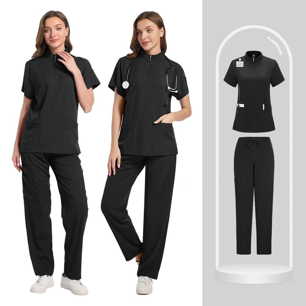 Ladies Beauty Salon Scrub Suit Maternity Center Workwear Pure Color Caregiver Uniform Comfortable Medical Outfit
