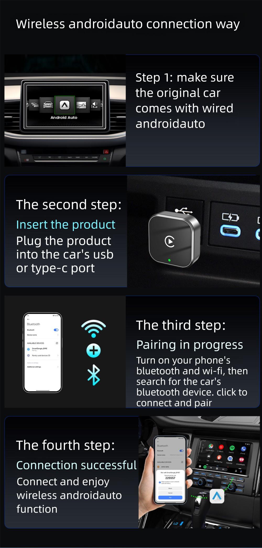 2in1 Wireless CarPlay & Android Auto Adapter, 5GHz Plug & Play Wired to Wireless Car Converter