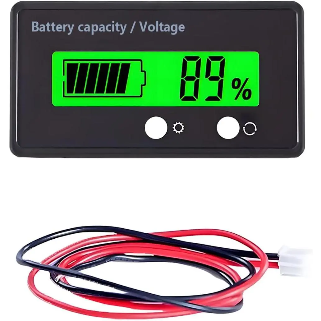 12V 24V 48V 60V 72V Golf Cart  Capacity  with , Digital    Gauge, LCD Display Voltmeter Tester for Lithium &Lead-Acid  (Green)