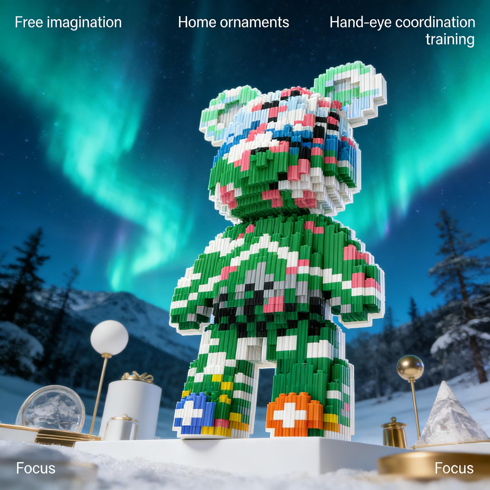 Bear Pattern Creative Building Blocks Model, 1451pcs, Original Authentic, New 2026 Size, Gift Idea, DIY Craft, Home Decor