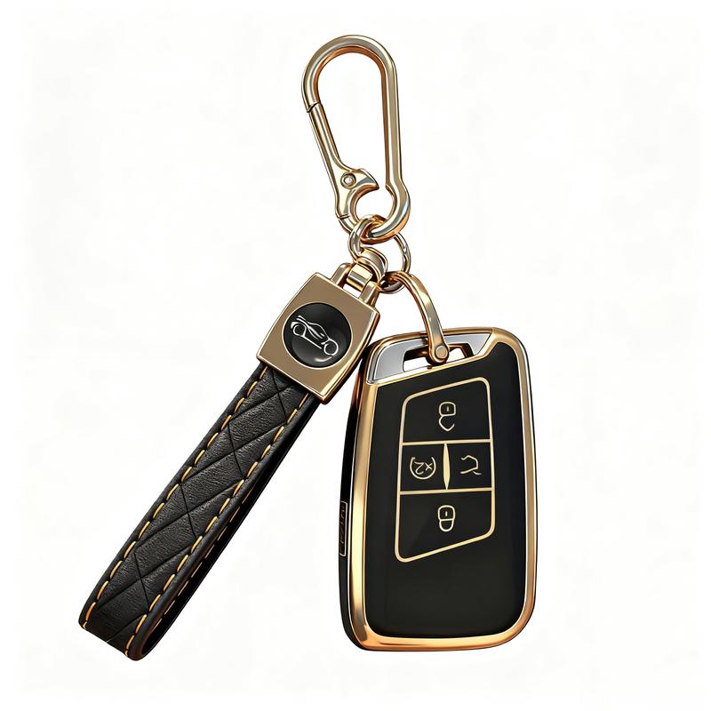 TPU Key Fob Cover Compatible with 2018 2019 2020 2021 2022 2023 2024 2025 VW Volkswagen Atlas Golf Alltrack Jetta Passat Tiguan Taos (not for Keys with Eject/flip/fold Buttons)
