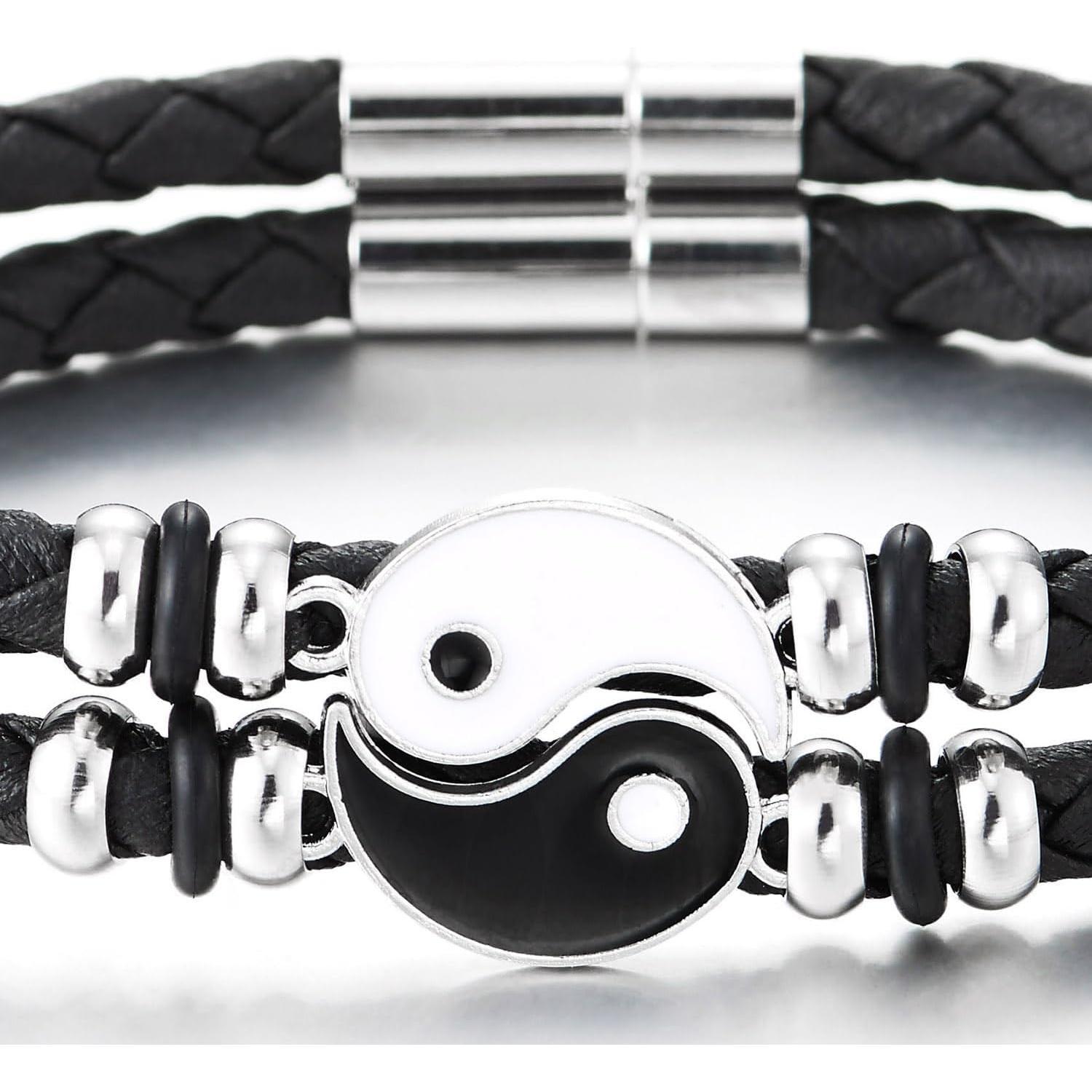 Couples Yin-Yang Bracelet, Lovers Leather Bracelet, His and Hers  Boho , Friendship