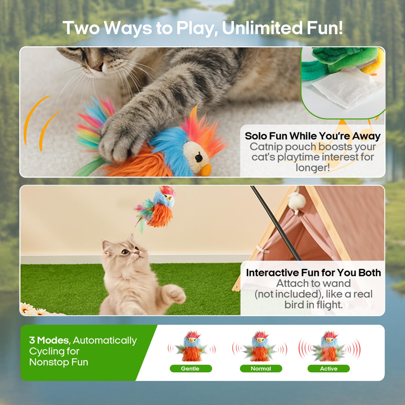 Vagascape Ugly Finch, Cat&Dog Toy,Interactive Rechargeable Toy on Rug with Bird Chirping, Anti-Depression Fun Gift for Cats & Dogs, Pet Supplies, Dog & Cat Accessories, Pet Products, Funny Gift, Cat stuff