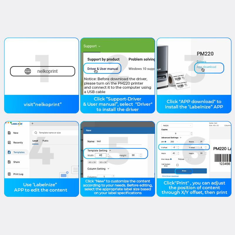 PM220 Label Printer, Bluethooth Label Printer, Portable Thermal Printer for Small Business, Logo, Clothing, Mailing, Sticker Printer for Phones & PC