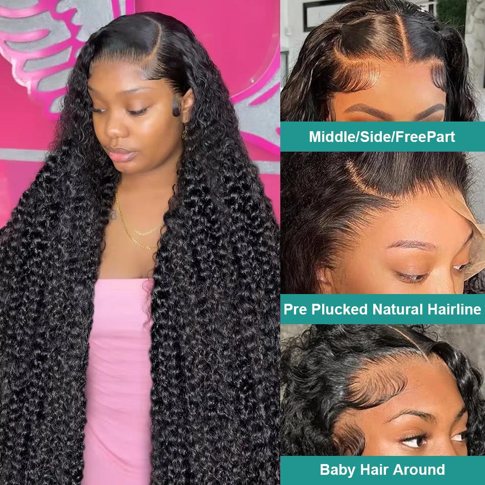 Deep Wave 13x6 Hd Curly Lace Front Human Hair Wigs Pre Plucked 13x4 Water Wave Lace Frontal Wigs For Women 180% Density