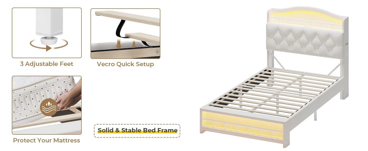 Sikaic Twin Princess Velvet Upholstered Bed Frame Beige Headboard Unique Bedroom Furniture Kids Furniture Bedroom Sikaic Twin Princess Velvet Upholstered Bed Frame Beige Headboard Unique Bedroom Furniture Kids Furniture Bedroom