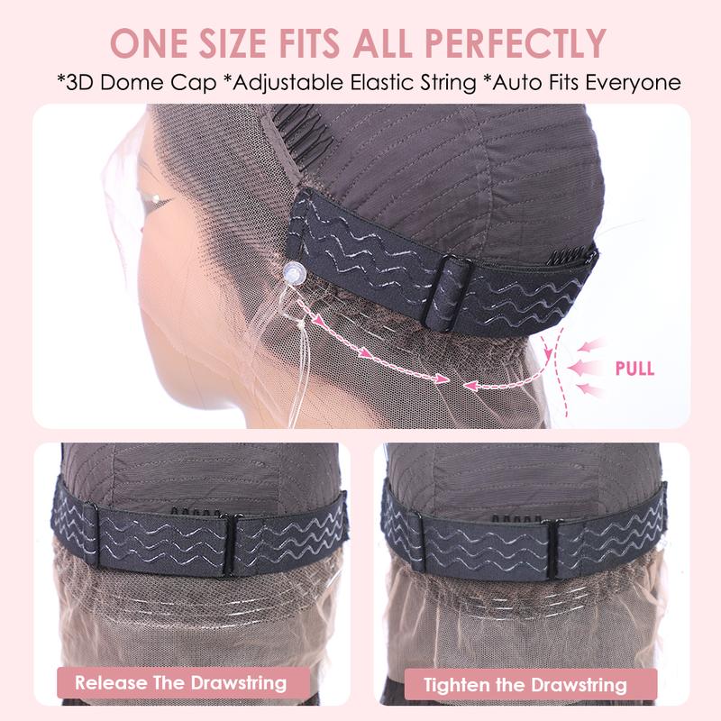 Pizazz Hair Hidden Strap 360 Drawstring Glueless Wigs Human Hair Pre Plucked Pre Bleached Knots 220 Density Water Wave Full Lace Frontal Wig with Drawstring Curly HD Lace Wigs for Women