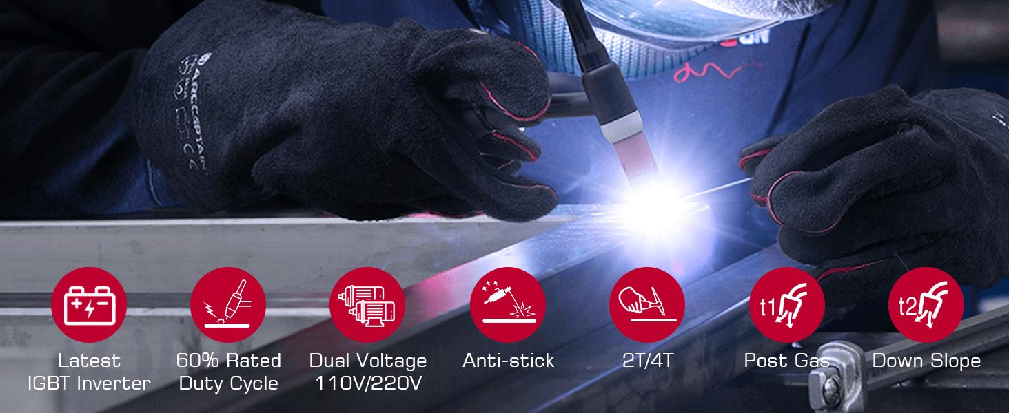 ARCCAPTAIN TIG200 TIG Welder 200A High Frequency 110v/220v Dual Voltage 2 in 1 LED Display TIG/Stick/Arc Welding Machine with 2T/4T Function & Tungsten Electrode Black Friday and Cyber Monday Deal, Thanksgiving/Christmas Gifts for Men/Dad ARCCAPTAIN TIG200 TIG Welder 200A High Frequency 110v/220v Dual Voltage 2 in 1 LED Display TIG/Stick/Arc Welding Machine with 2T/4T Function & Tungsten Electrode Black Friday and Cyber Monday Deal, Thanksgiving/Christmas Gifts for Men/Dad