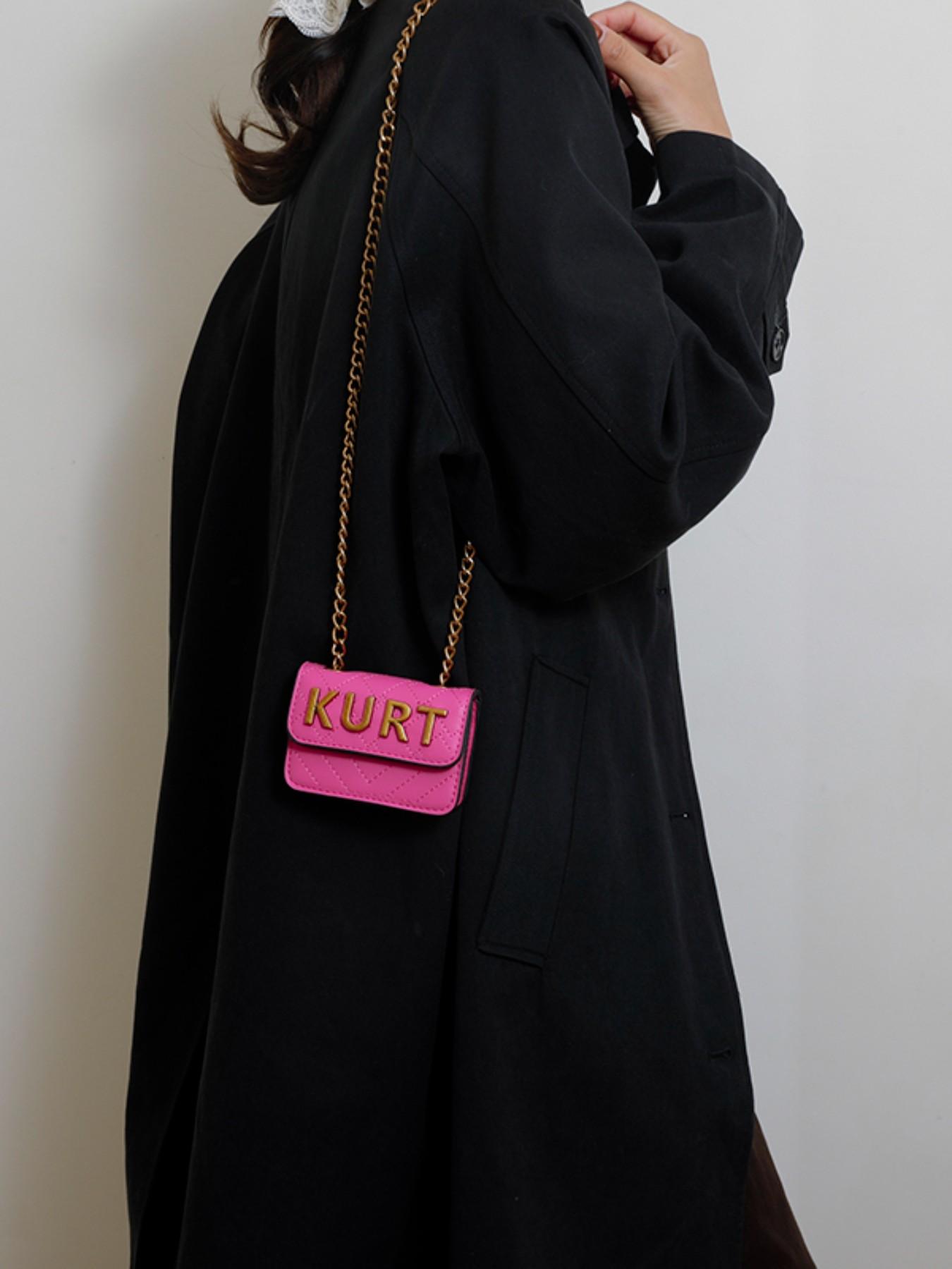 Women's PU Colorblock Crossbody Shoulder Bag, Retro Chain Design Magnetic Closure Letter Decor, Ideal for Parties & Casual, Handbag Shoulder Bag