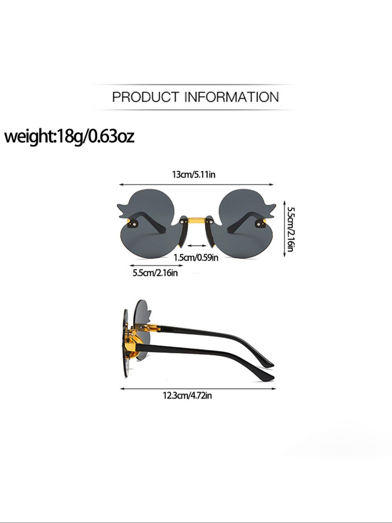 Frameless Duck Sun Glasses, Cute Cartoon Design, UV Protection, Decorative Lenses, All-Season Wear, PC Material, Non-Color Changing