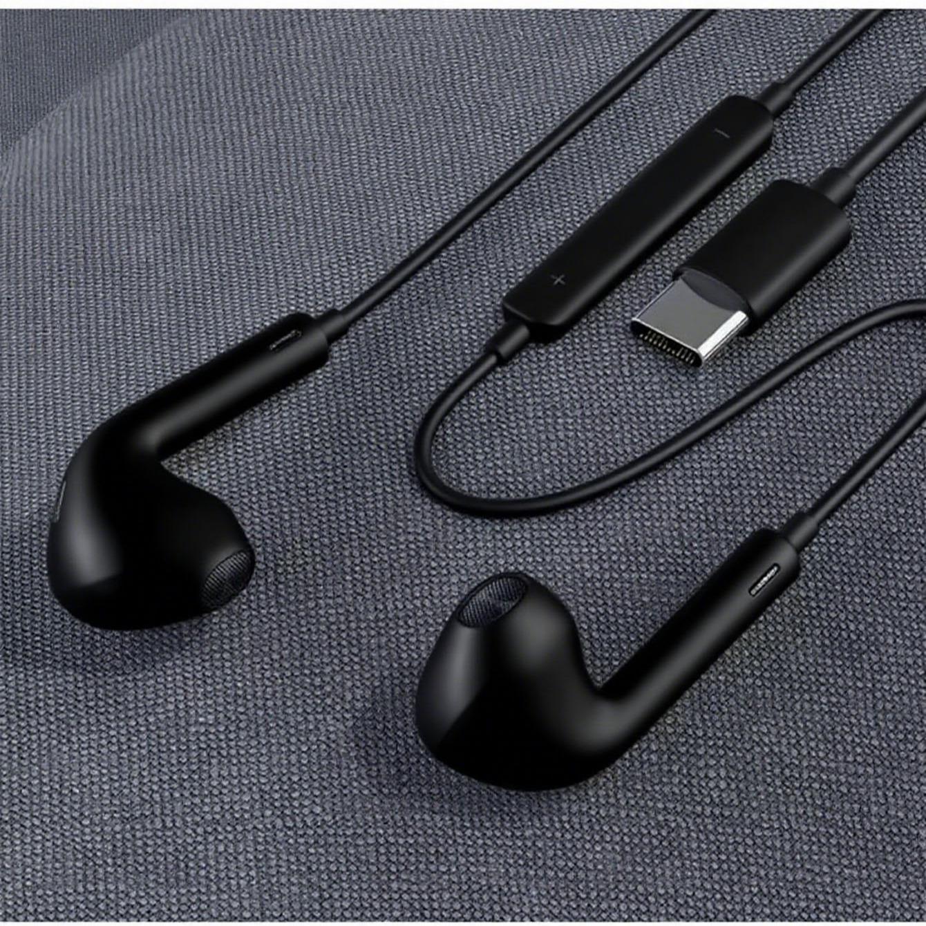 Type-C Wired Headset Earbud Compatible with iPhone 15 16 Series, Built In Microphone Remote Control Noise Reduction Functionality