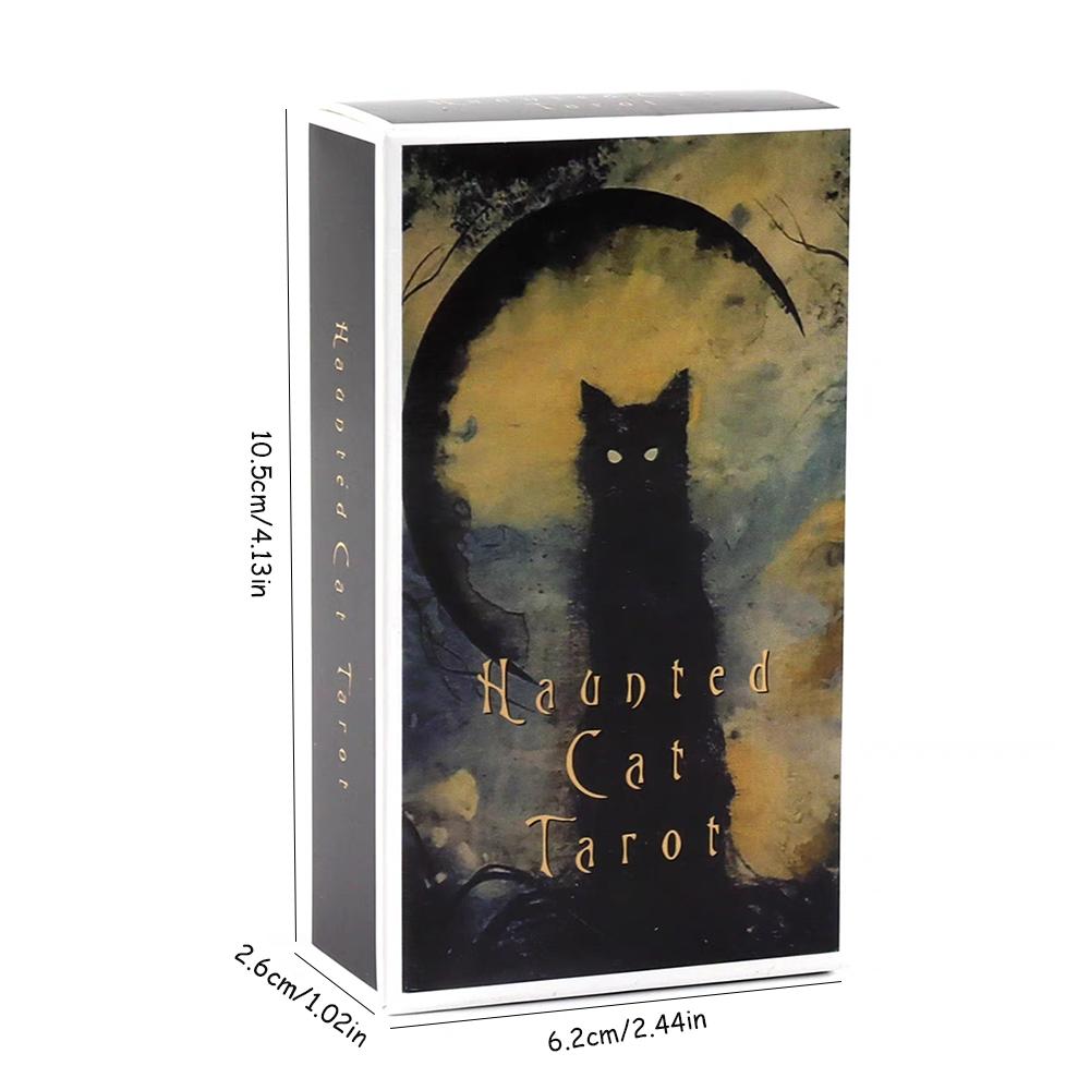 78 Pcs Haunted Cat Tarot Cards Box, Fortune-Telling Paper Game Fun, Family Gathering Entertainment Card Games, Home Party Entertainment, Unique Diverse