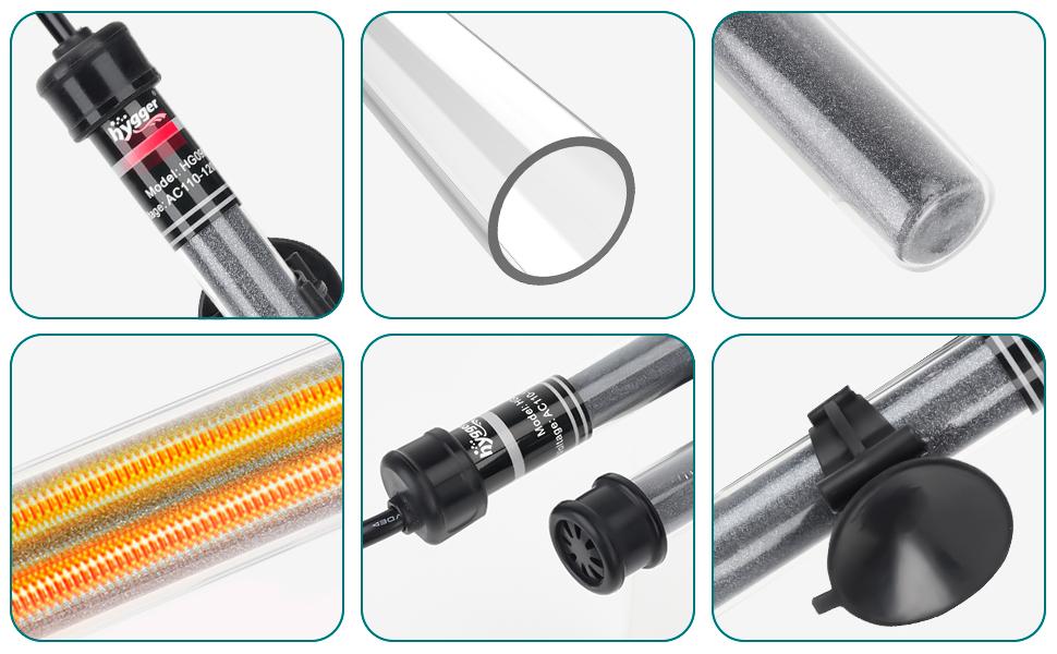 hygger Submersible fishtank heater 100W 150W 200W 300W Adjustable Fish Tahk Heater with Temperature Controller, LED Display, Small Aquarium Betta Heater for up to 20/26/40/48 Gallons