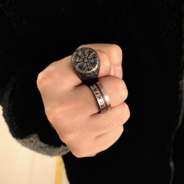 GTHIC Norse Viking Runes Ring for Men Women Viking Jewelry Stainless Steel