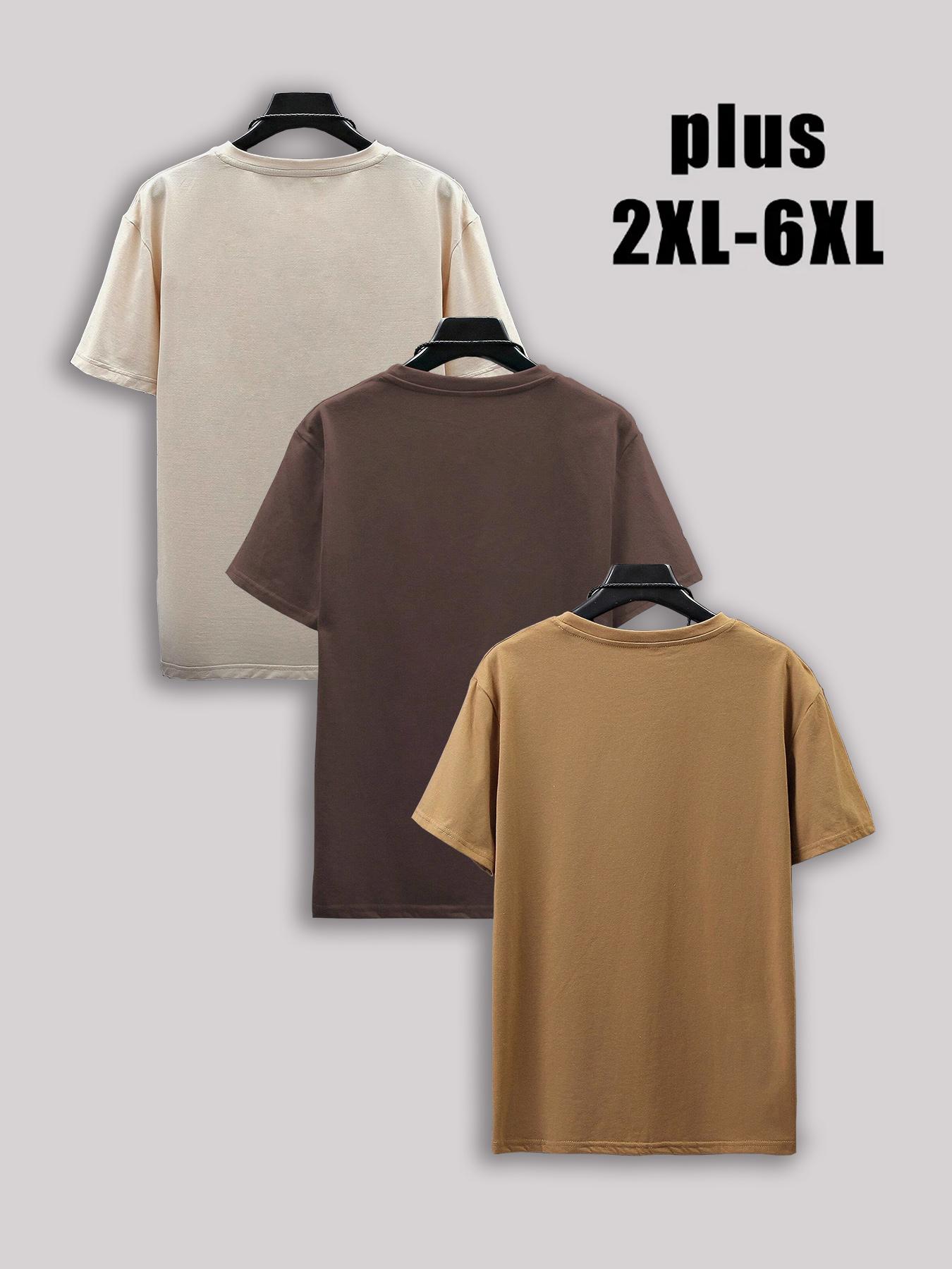 Men's Plus Size Solid Drop Shoulder Short Sleeve Tee, Casual Basic Round Neck T-shirt for Daily Wear, Men's Plus Size Clothes for All Seasons