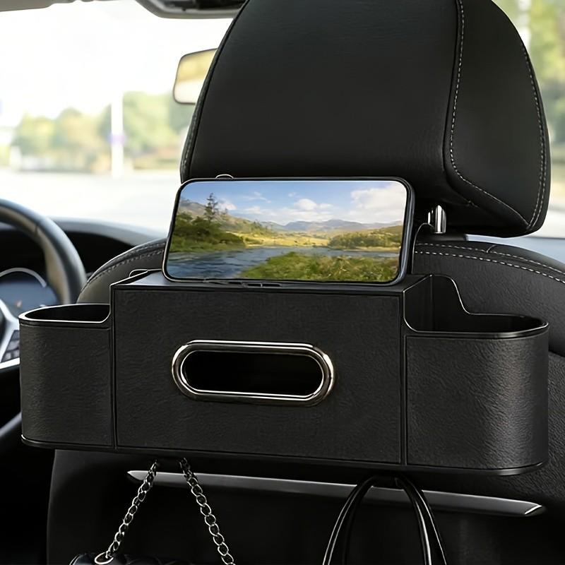 Car Rear Seat Hanging Storage Box, with Tissue Holder & 2 Cup Holders, Compact Interior Organizer, Simple Design, Essential Vehicle Accessory, Car Organization Accessories, Car Organizer Back Seat, Car Organizers and Storage