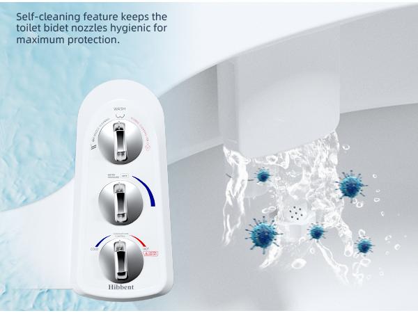 Hibbent Hot and Cold Water Spray Non-Electric Mechanical Bidet Toilet Attachment, Toilet Seat Bidet with Self Cleaning Dual Nozzle for Rear or Female Washing Sanitizing Hibbent Hot and Cold Water Spray Non-Electric Mechanical Bidet Toilet Attachment, Toilet Seat Bidet with Self Cleaning Dual Nozzle for Rear or Female Washing Sanitizing