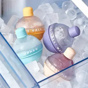 4PCS Silicone Ice Ball Molds, Large Sphere Ice Cube Trays with Lids, Leak-Free Whiskey & Cocktail Ice Maker