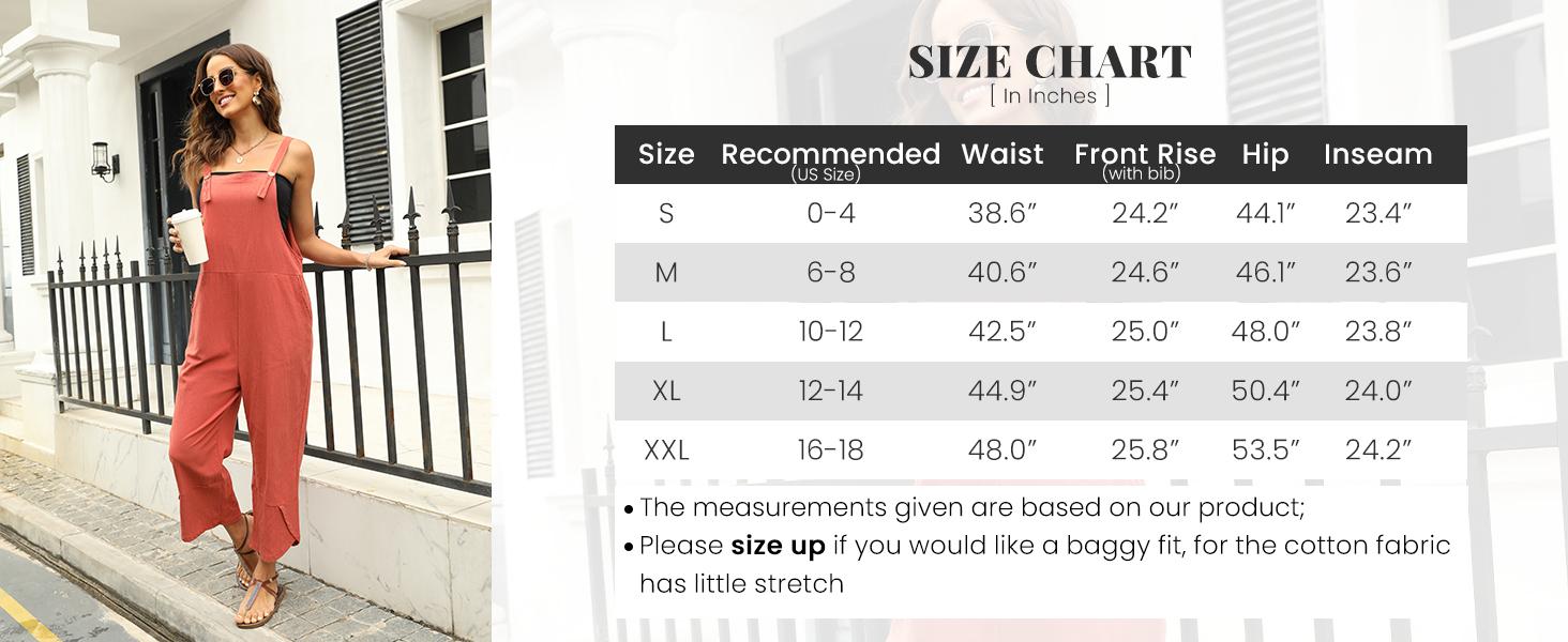 UANEO Womens Cotton Adjustable Casual Summer Bib Overalls Jumpsuits with Pockets