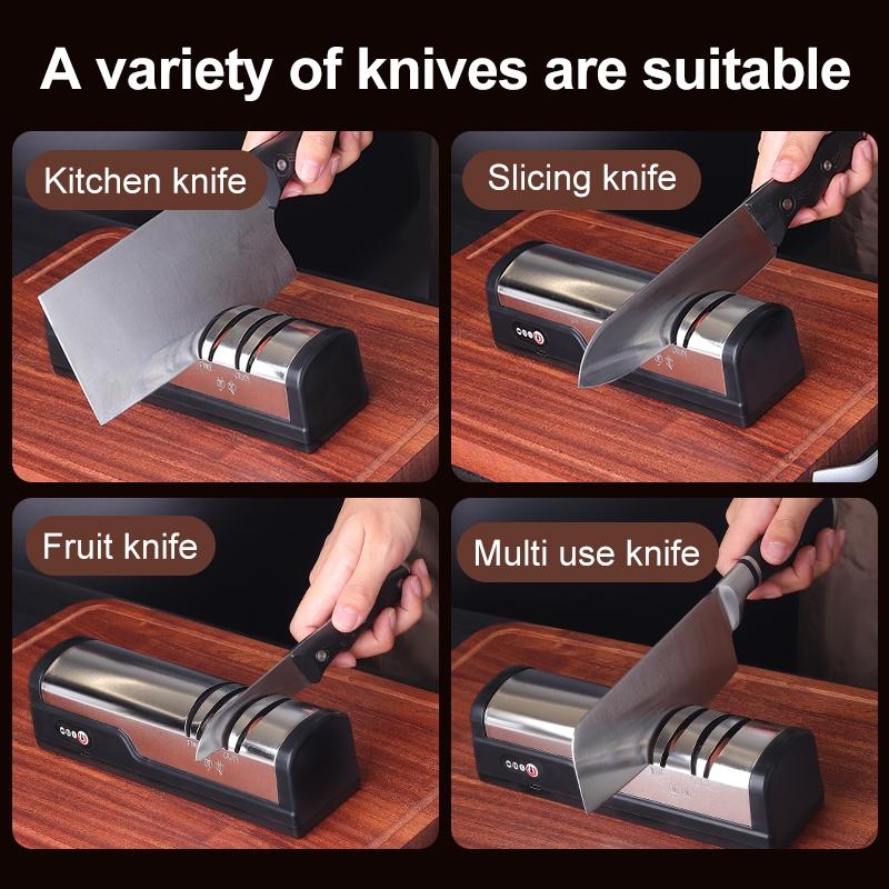 Electric Knife Sharpener, 1 Count Multifunctional Knife Sharpener, Household Knife Sharpener for Kitchen, Kitchenware, Kitchen Gadgets, Gift
